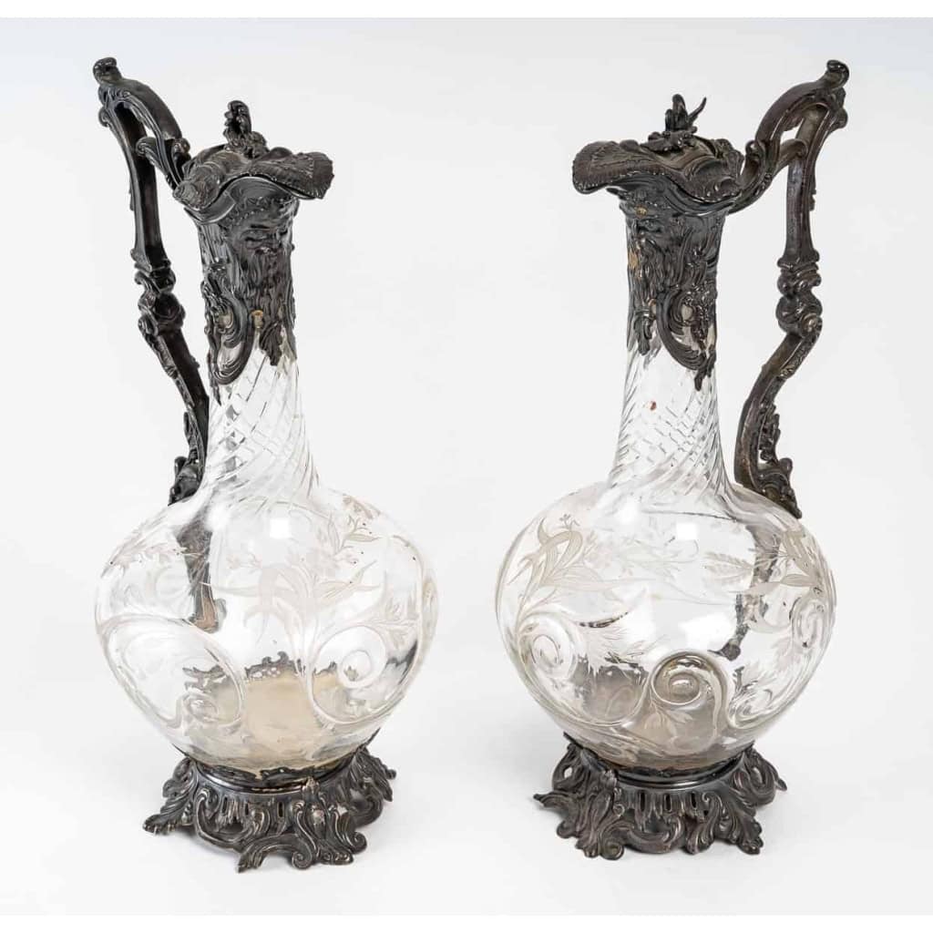 Paire de carafes en argent, XIXème siècle | Biron |||||||||||||