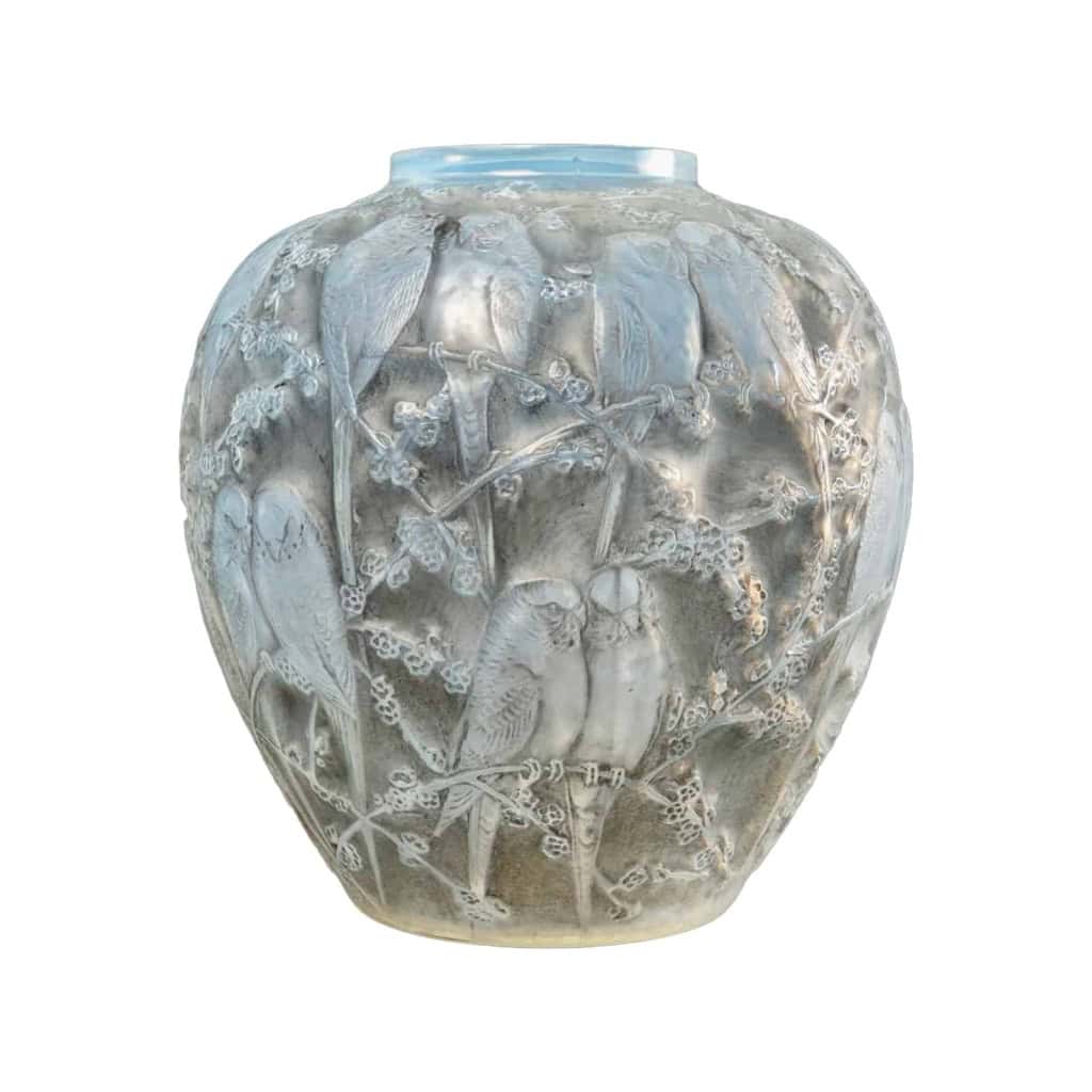 René Lalique : Vase Perruches Opalescent | Biron ||||||