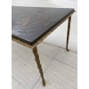 1970′ Table Basse Bronze Doré Style Baguès Decor Palmier Laque de Chine 107,5 x 47 x Hauteur 41,5 cm 24