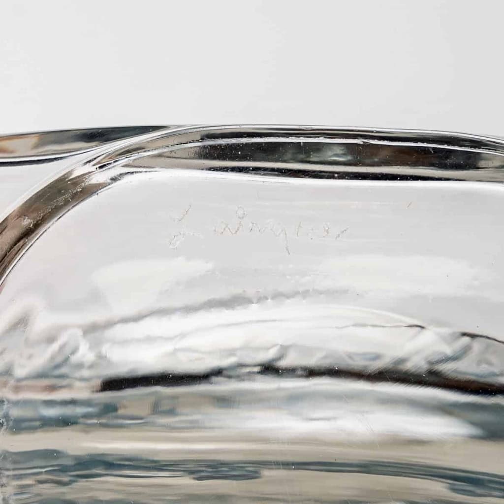 Carafe « Deux Danseuses » verre blanc patiné bleu de René LALIQUE | Biron Carafe "Deux Danseuses" verre blanc patiné bleu de René LALIQUE