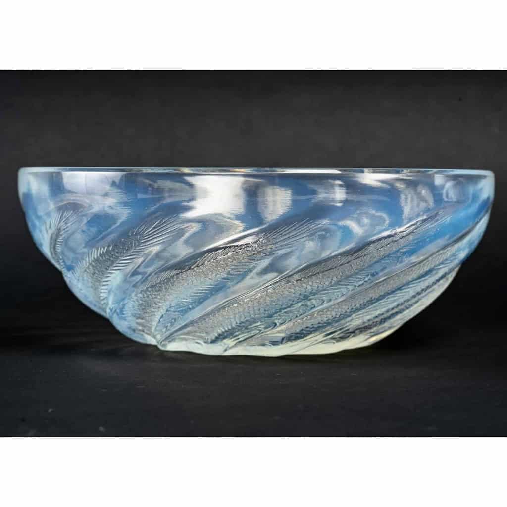 Coupe, Bol et Assiette « Poissons » verre opalescent de René LALIQUE | Biron Coupe, Bol et Assiette "Poissons" verre opalescent de René LALIQUE