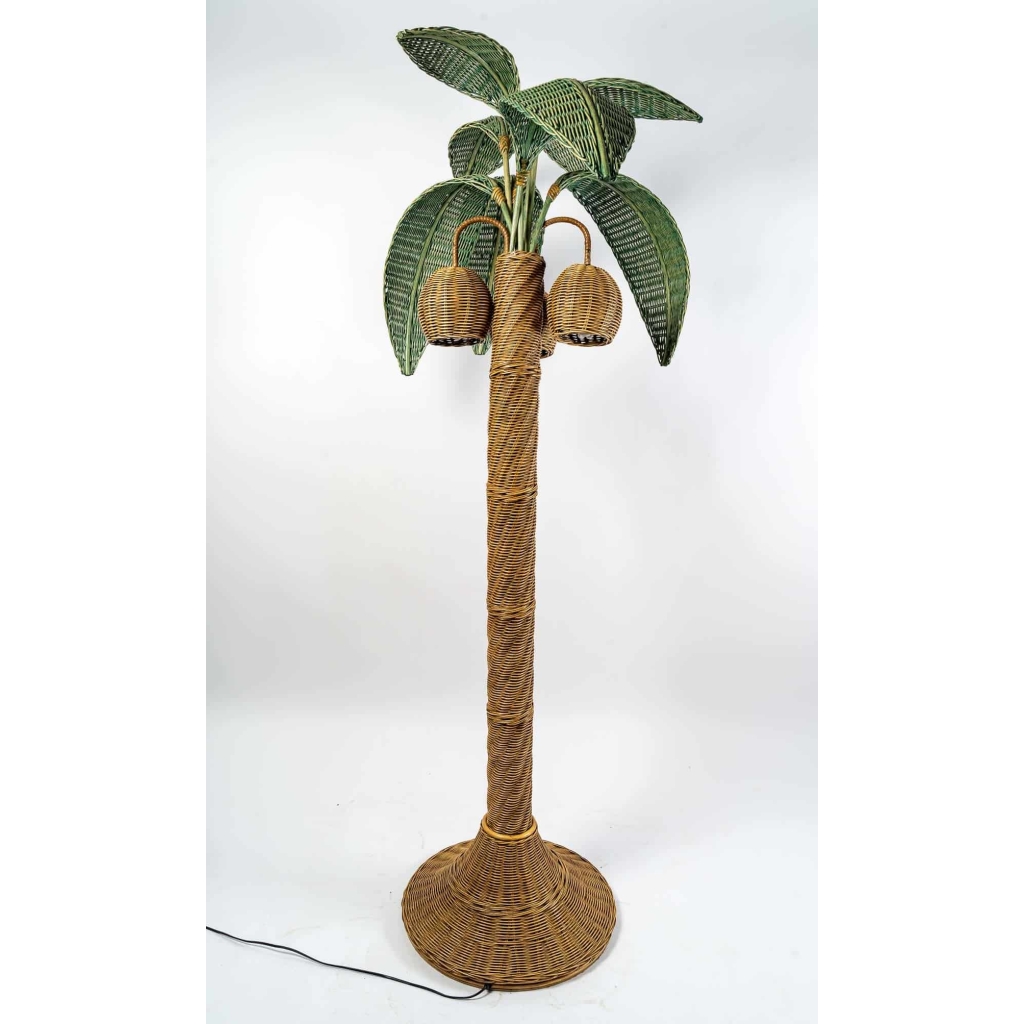 Lampadaire Palmier en osier, XXème siècle | Biron Lampadaire Palmier en osier, XXème siècle