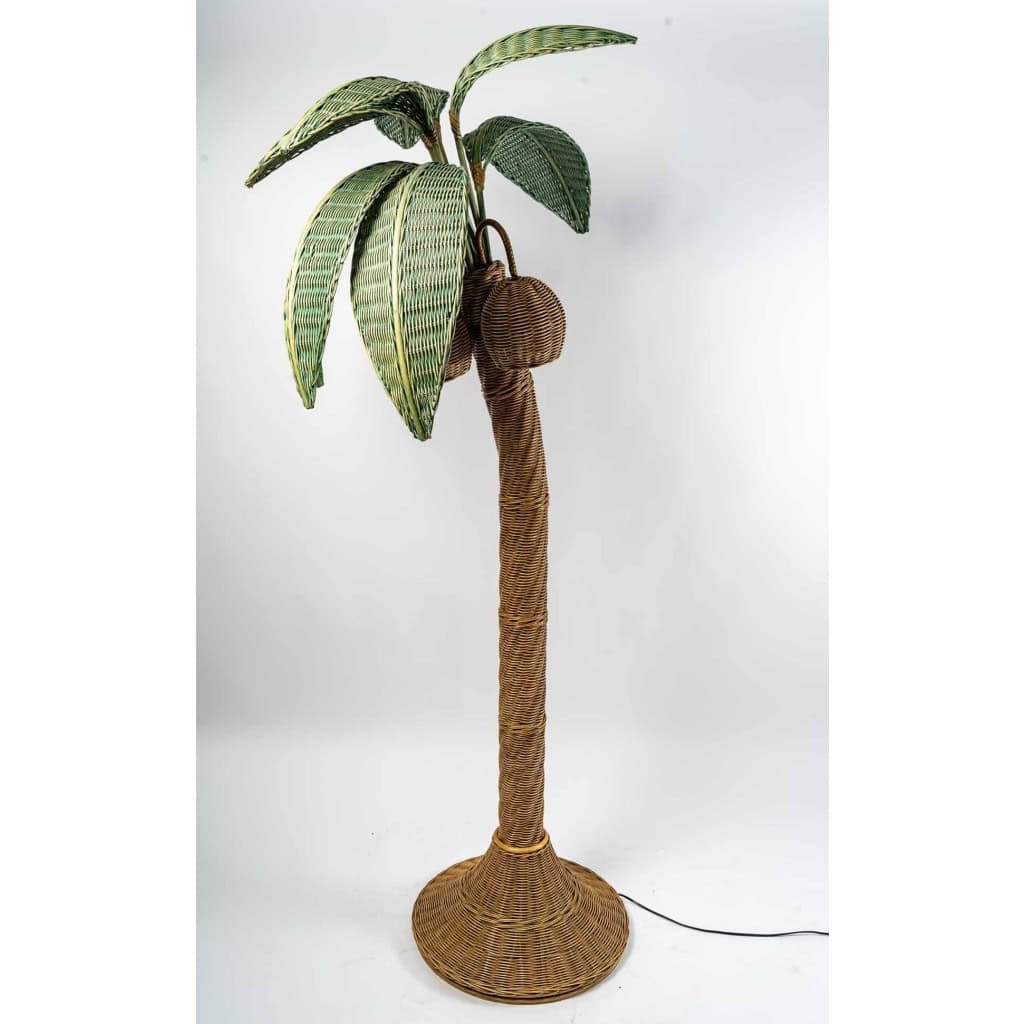 Lampadaire Palmier en osier, XXème siècle | Biron Lampadaire Palmier en osier, XXème siècle