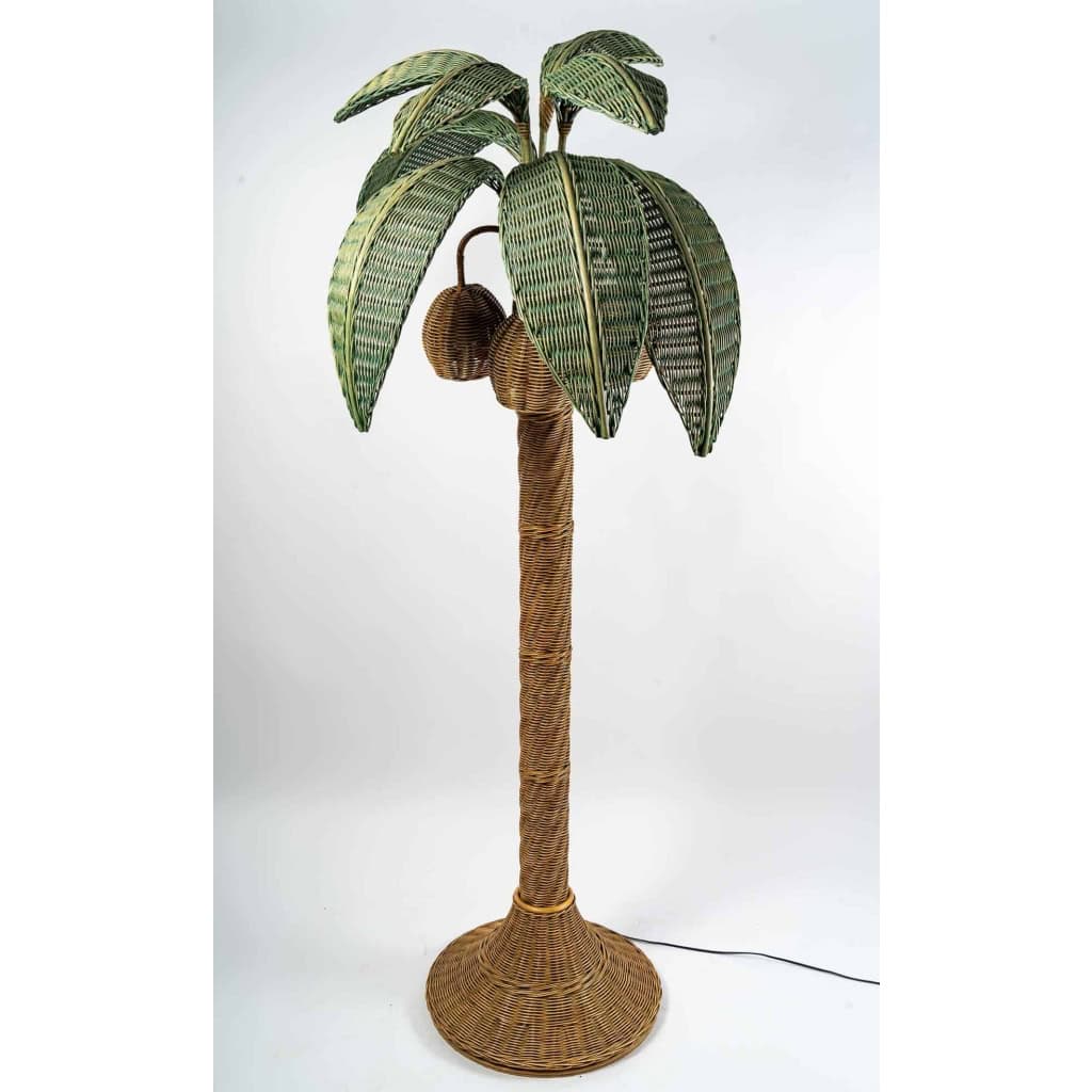 Lampadaire Palmier en osier, XXème siècle | Biron Lampadaire Palmier en osier, XXème siècle