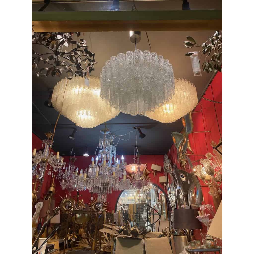 1970′ Lustre Doria 5 Niveaux 142 Cristaux En Verre Soufflé Design Venini Murano | Biron 1970′ Lustre Doria 5 Niveaux 142 Cristaux En Verre Soufflé Design Venini Murano