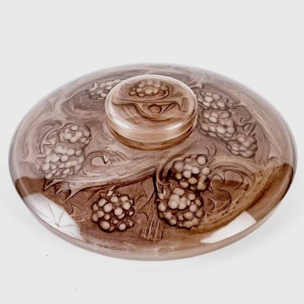 Encrier « Mûres » verre blanc patiné brun de René LALIQUE | Biron ||||||