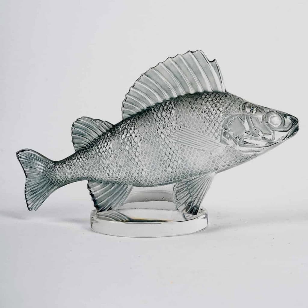 Mascotte « Perche » verre blanc patiné bleu de René LALIQUE | Biron ||||||