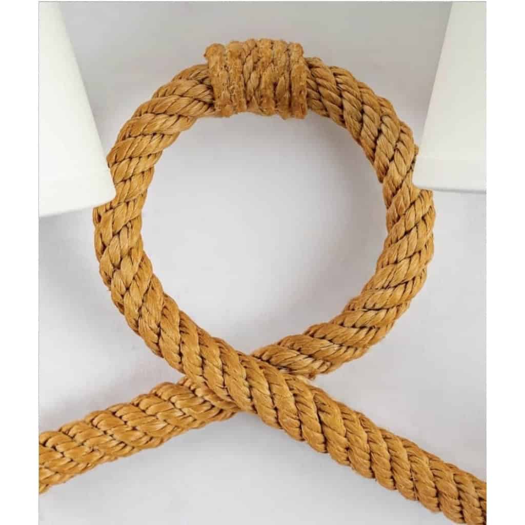 1950 Paire d’Appliques en corde Audoux Minet | Biron 1950 Paire d'Appliques en corde Audoux Minet