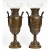 Paire de vases en bronze patiné et intérieur cristal , XIXème siècle | Biron |||||||||||