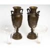 Paire de vases en bronze patiné et intérieur cristal , XIXème siècle | Biron Paire de vases en bronze patiné et intérieur cristal , XIXème siècle