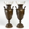 Paire de vases en bronze patiné et intérieur cristal , XIXème siècle | Biron Paire de vases en bronze patiné et intérieur cristal , XIXème siècle