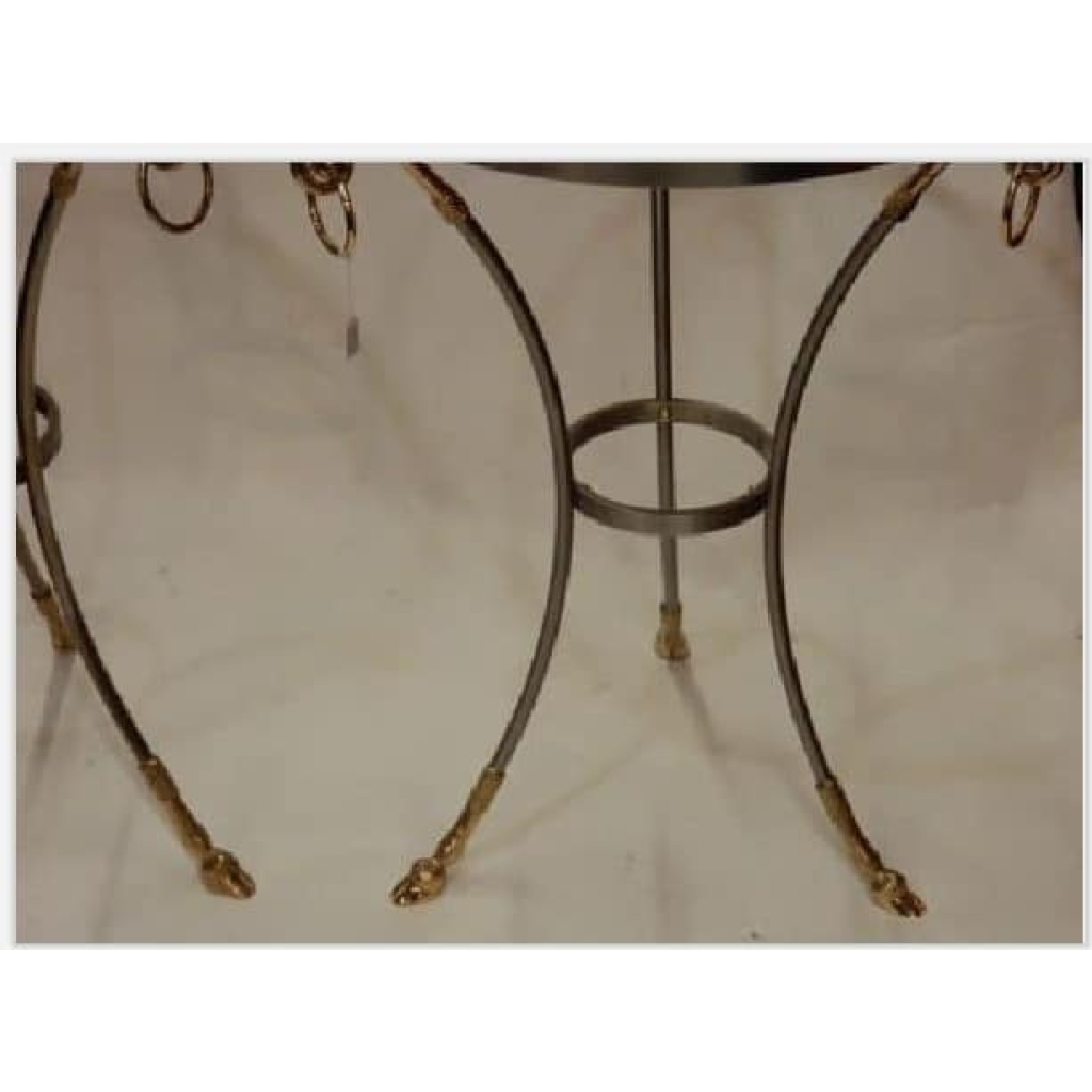 1970/80′ Paire de Guéridons Ou Similaires Bronze Doré Et Argenté Style Maison Charles | Biron 1970/80′ Paire de Guéridons Ou Similaires Bronze Doré Et Argenté Style Maison Charles