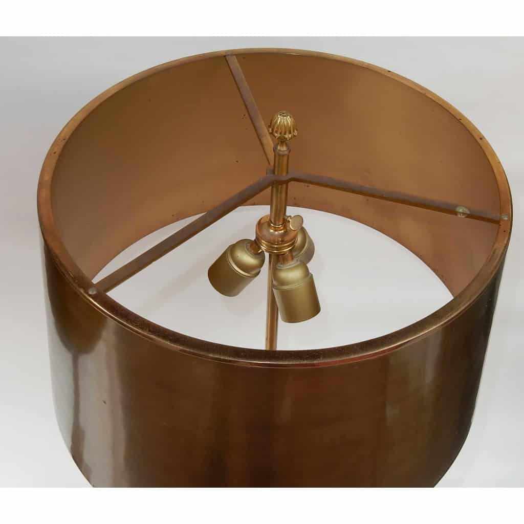 1950/70 Paire de Lampes Aux Colonnes Coryntiennes en Laiton et Bronze Signées Charles