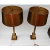 1950/70 Paire de Lampes Aux Colonnes Coryntiennes en Laiton et Bronze Signées Charles