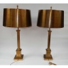 1950/70 Paire de Lampes Aux Colonnes Coryntiennes en Laiton et Bronze Signées Charles