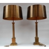 1950/70 Paire de Lampes Aux Colonnes Coryntiennes en Laiton et Bronze Signées Charles