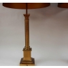 1950/70 Paire de Lampes Aux Colonnes Coryntiennes en Laiton et Bronze Signées Charles