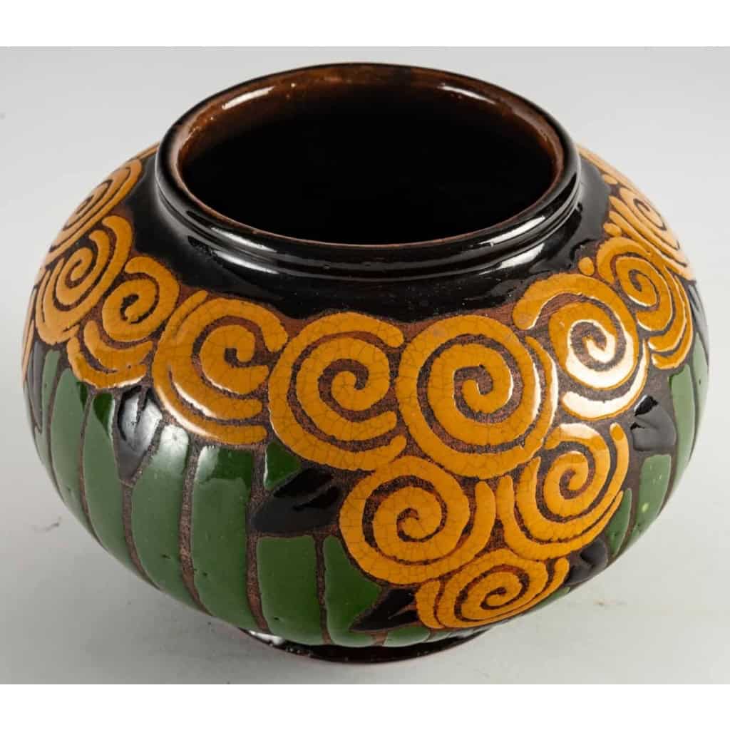 Vase art déco en céramique « la maitrise » Jacques et Jean Adnet. | Biron Vase art déco en céramique "la maitrise " Jacques et Jean Adnet.