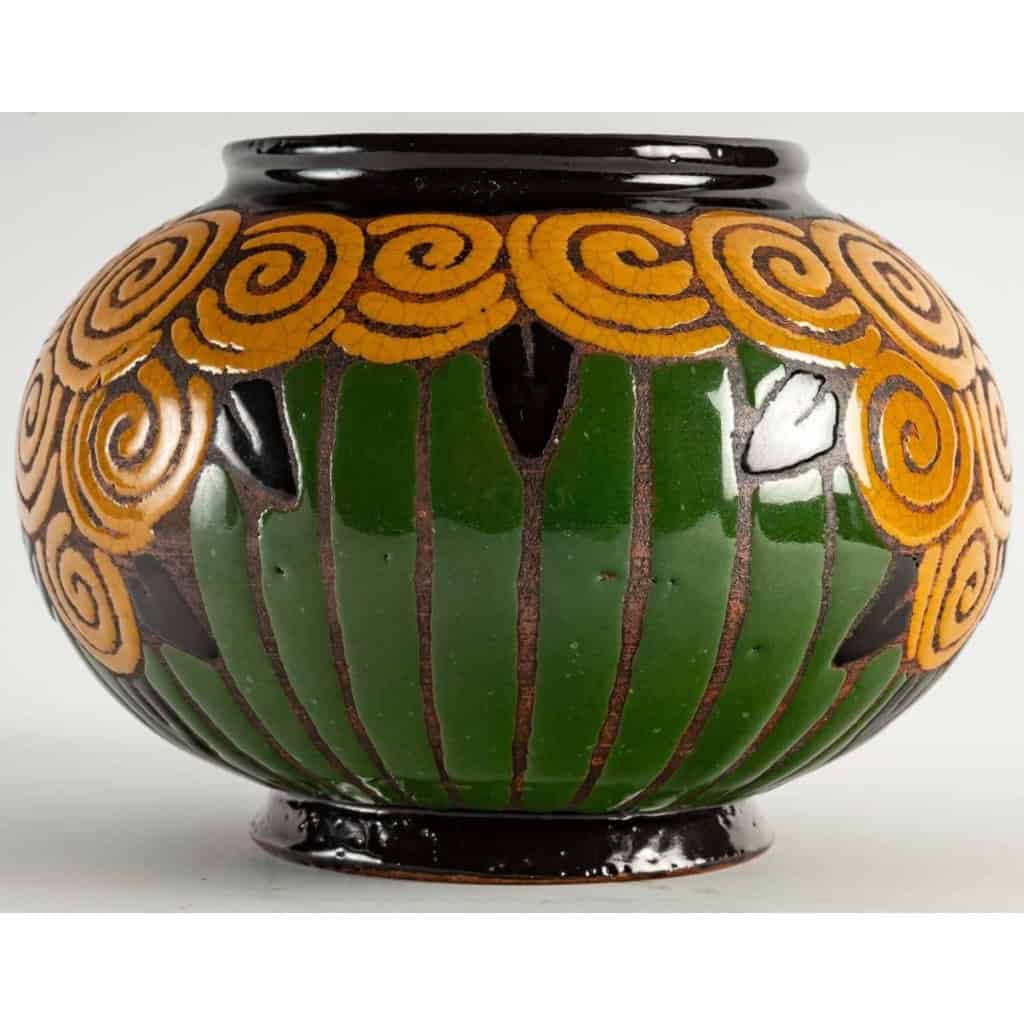Vase art déco en céramique « la maitrise » Jacques et Jean Adnet. | Biron Vase art déco en céramique "la maitrise " Jacques et Jean Adnet.