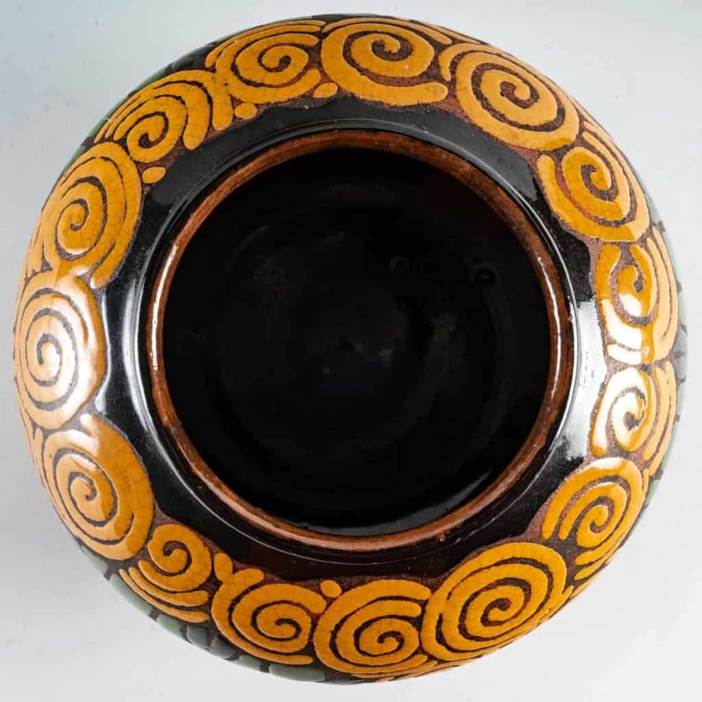 Vase art déco en céramique « la maitrise » Jacques et Jean Adnet. | Biron Vase art déco en céramique "la maitrise " Jacques et Jean Adnet.