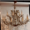 1950′ Lustre Cage en Cristal de Bohême 10 Bras 15 Lampes | Biron 1950′ Lustre Cage en Cristal de Bohême 10 Bras 15 Lampes