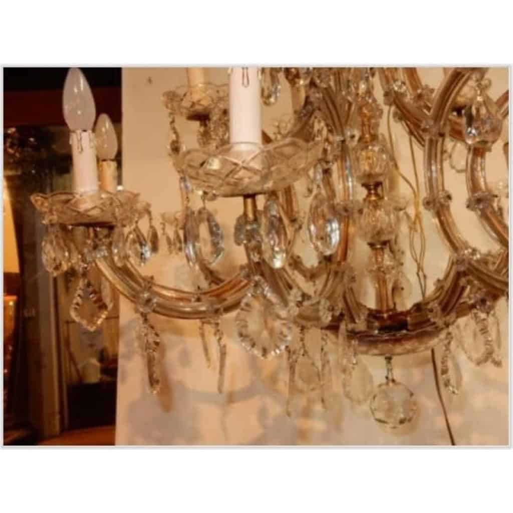 1950′ Lustre Cage en Cristal de Bohême 10 Bras 15 Lampes | Biron 1950′ Lustre Cage en Cristal de Bohême 10 Bras 15 Lampes