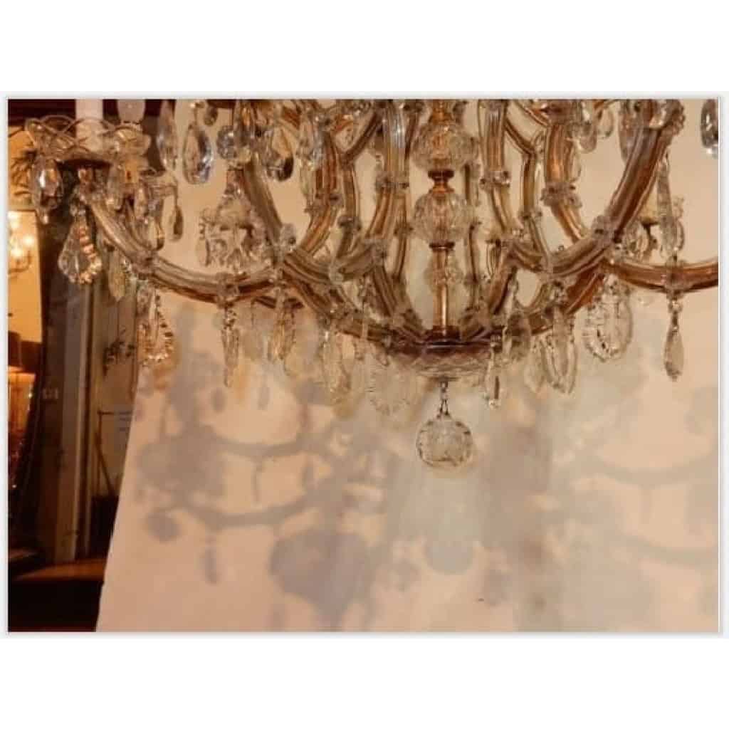 1950′ Lustre Cage en Cristal de Bohême 10 Bras 15 Lampes | Biron 1950′ Lustre Cage en Cristal de Bohême 10 Bras 15 Lampes