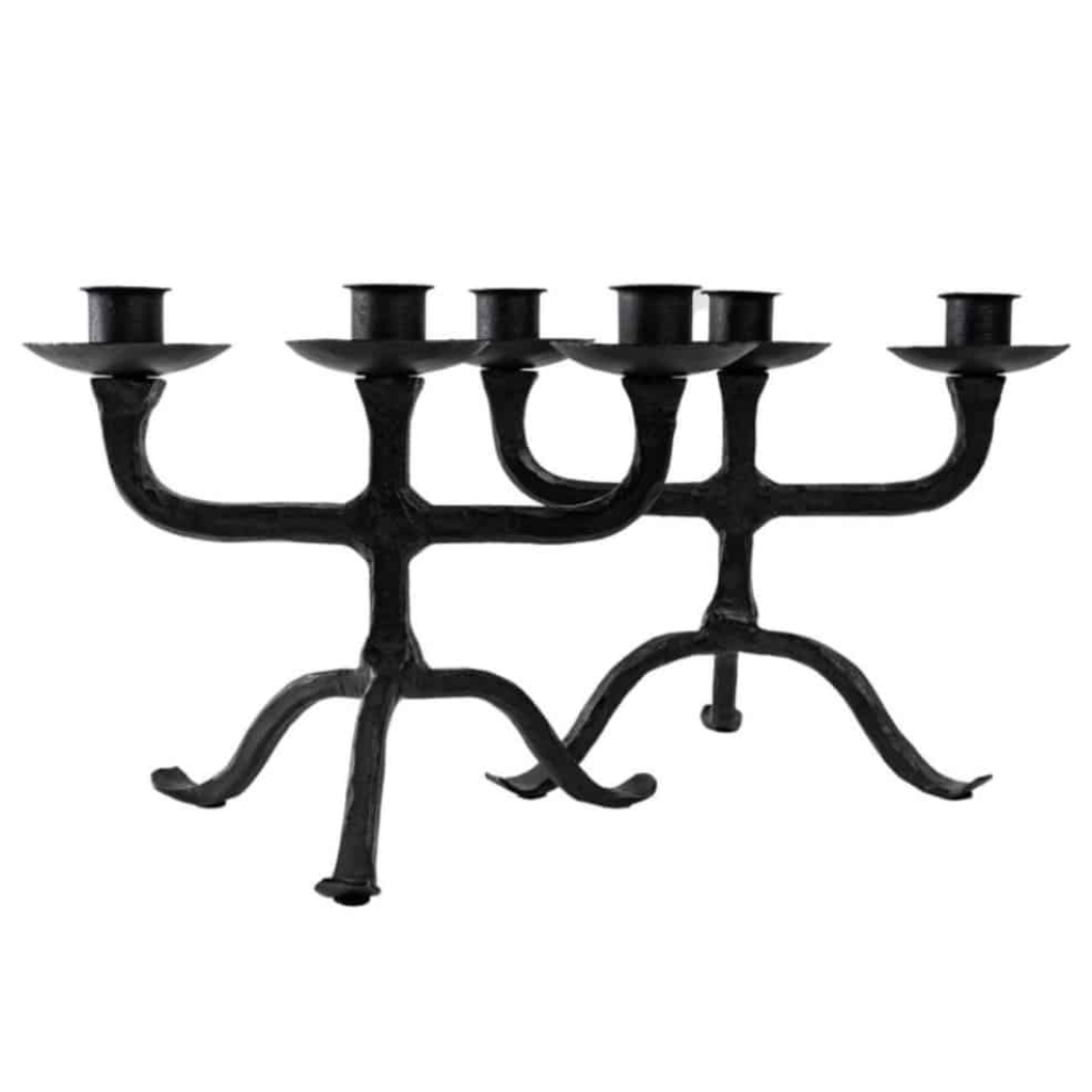 1950 Paire de chandeliers en fer forgé des Ateliers Marolles | Biron ||||||