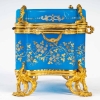 Coffret en opaline bleue et bronze doré d'époque, XIXème siècle