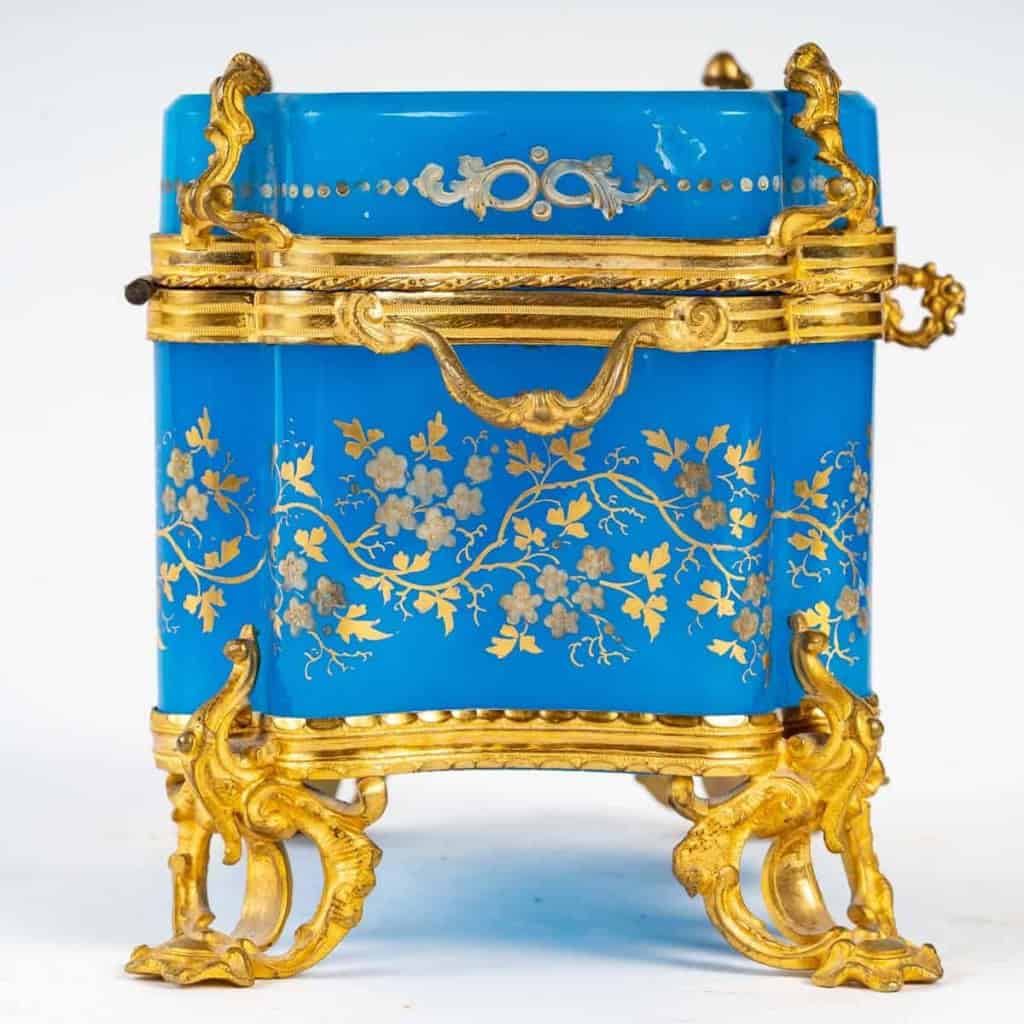 Coffret en opaline bleue et bronze doré d'époque, XIXème siècle