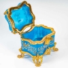 Coffret en opaline bleue et bronze doré d'époque, XIXème siècle
