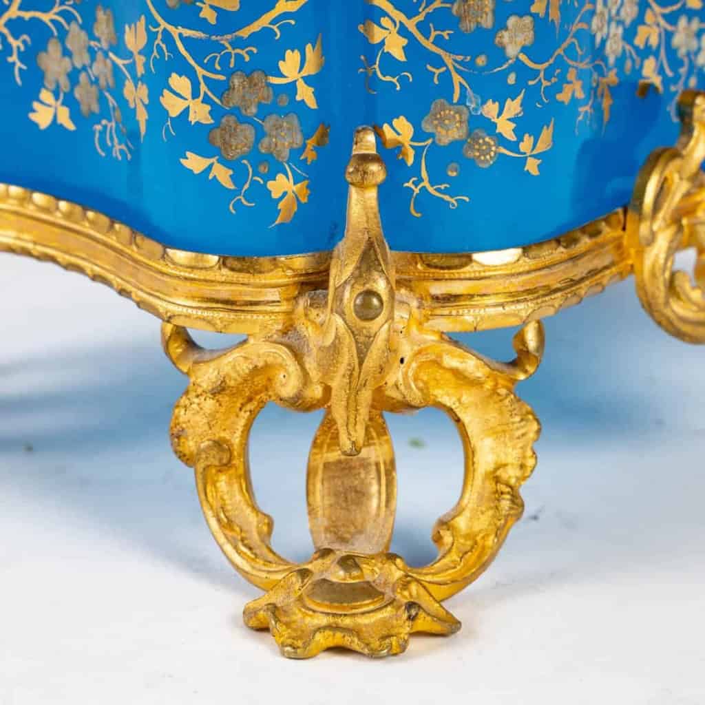 Coffret en opaline bleue et bronze doré d'époque, XIXème siècle