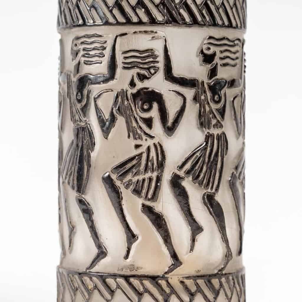 Brûle-Parfums "Danseuses Egyptiennes" verre blanc émaillé noir d'origine de René LALIQUE