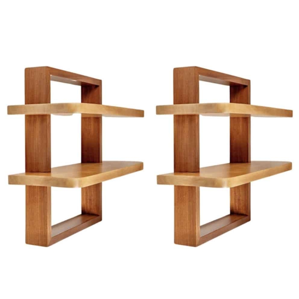1950 Paire de Tables de Chevet suspendues dans l’esprit cubiste Maison Honoré | Biron ||||||