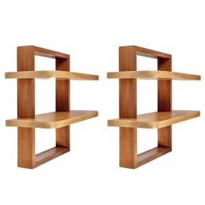 1950 Paire de Tables de Chevet suspendues dans l’esprit cubiste Maison Honoré | Biron ||||||