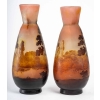 Paire de vases en pate de verre de Gallé, XXème siècle