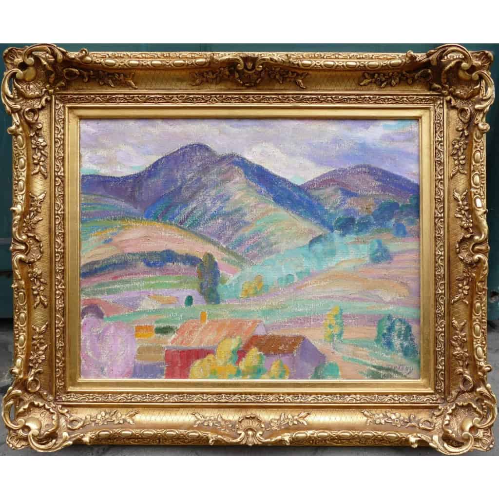DETROY Léon Paysage de Provence, le Mas dans la montagne Huile sur toile signée Certificat d’authenticité | Biron ||||||||