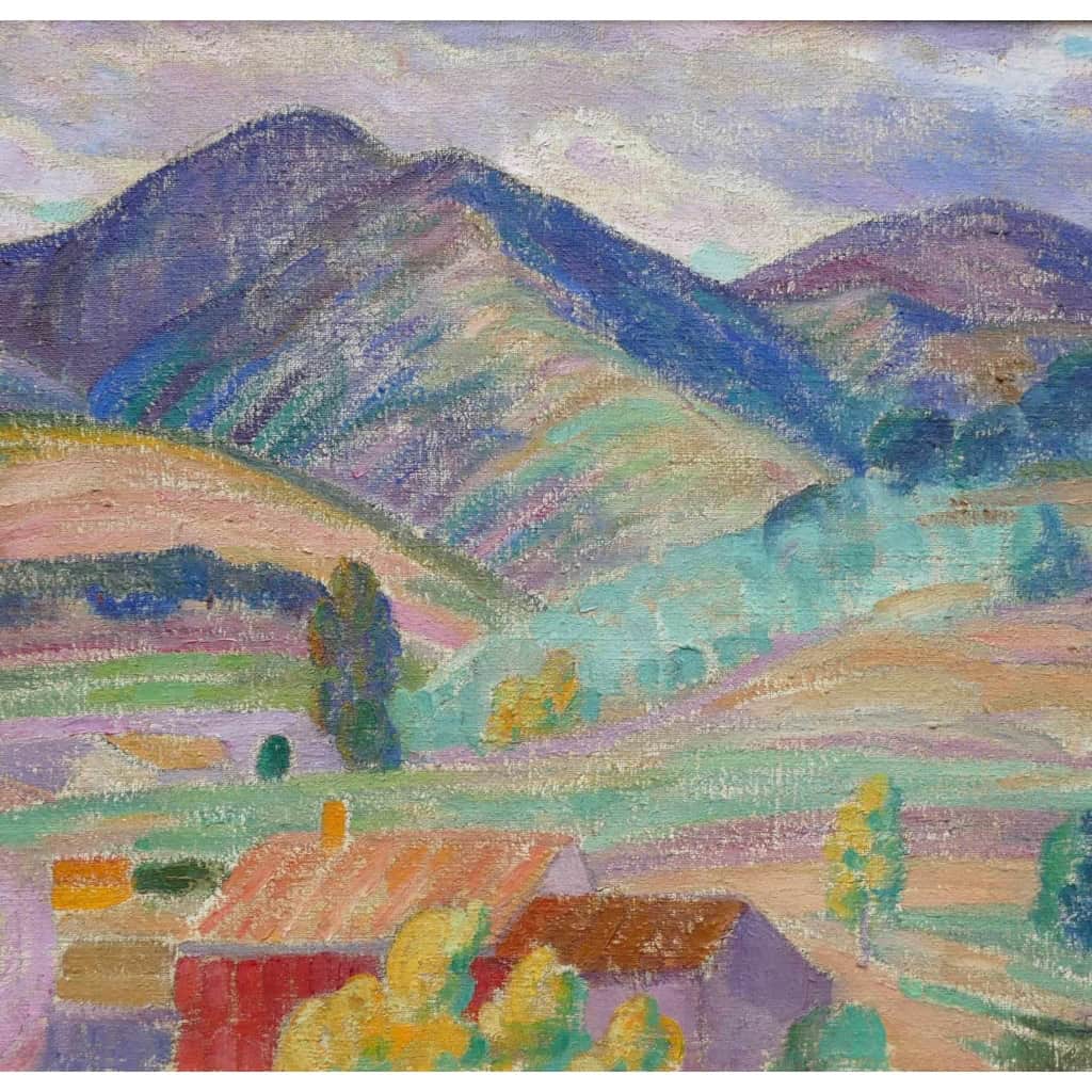 DETROY Léon Paysage de Provence, le Mas dans la montagne Huile sur toile signée Certificat d’authenticité | Biron DETROY Léon Paysage de Provence, le Mas dans la montagne Huile sur toile signée