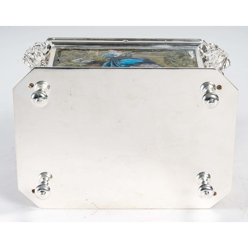 Coffret de bijoux en émail et bronze argenté XIXème siècle | Biron Coffret de bijoux en émail et bronze argenté XIXème siècle