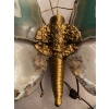 1970’Applique Papillon en Bronze ou Laiton, Duval Brasseur Ou Isabelle Faure, 1 Ampoule, Ailes d’Agate : 30 X Hauteur 38 | Biron 1970’Applique Papillon en Bronze ou Laiton, Duval Brasseur Ou Isabelle Faure, 1 Ampoule, Ailes d’Agate : 30 X Hauteur 38