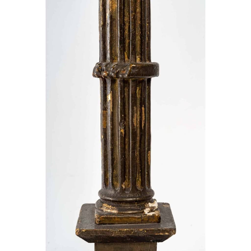 Pique cierge en bois sculpté, XIXème siècle