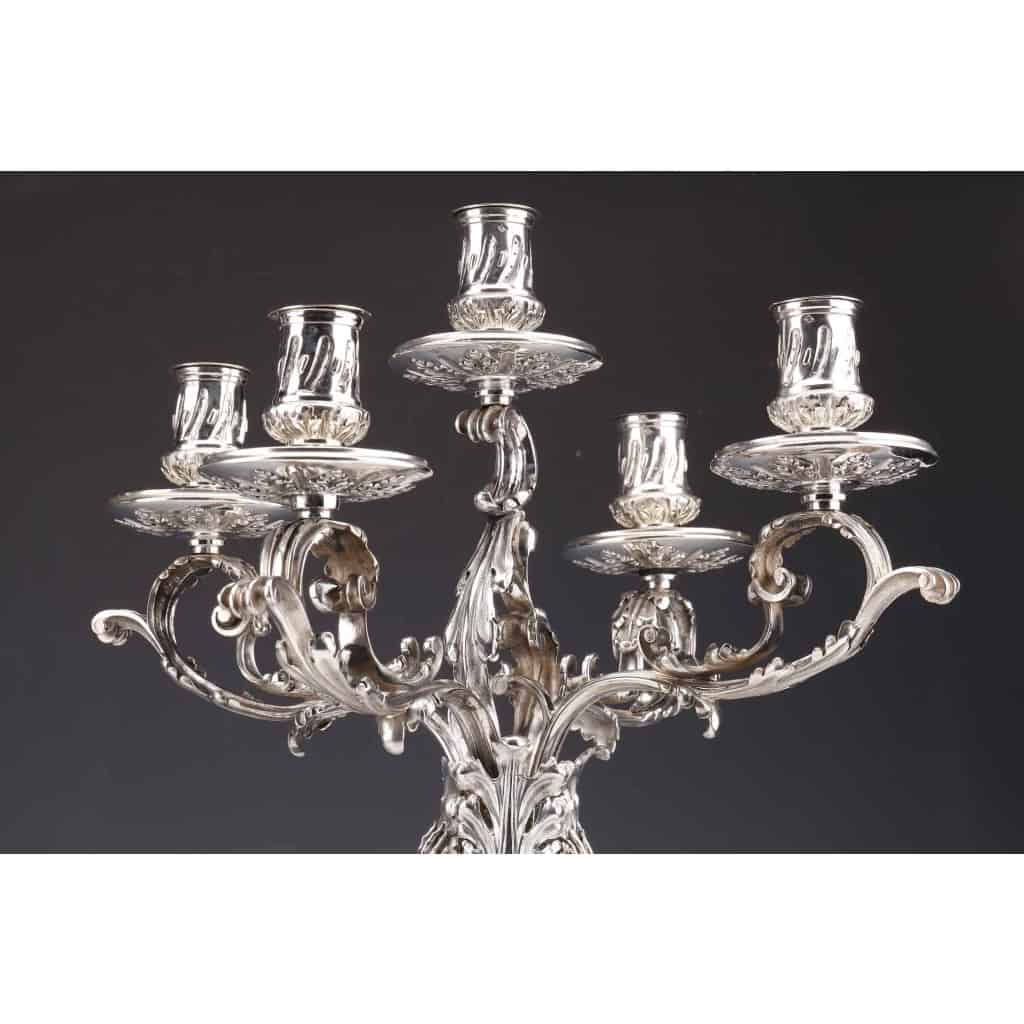 ORFEVRE MERITE – Paire de candélabres zoomorphe en argent massif XIXe siècle | Biron Merite - Paire de candélabres zoomorphe en argent massif XIXe siècle
