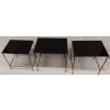 1970′ Tables Gigognes Style Maison Jansen, 3 Plateaux Opaline et Empiètement Bambou et Griffes