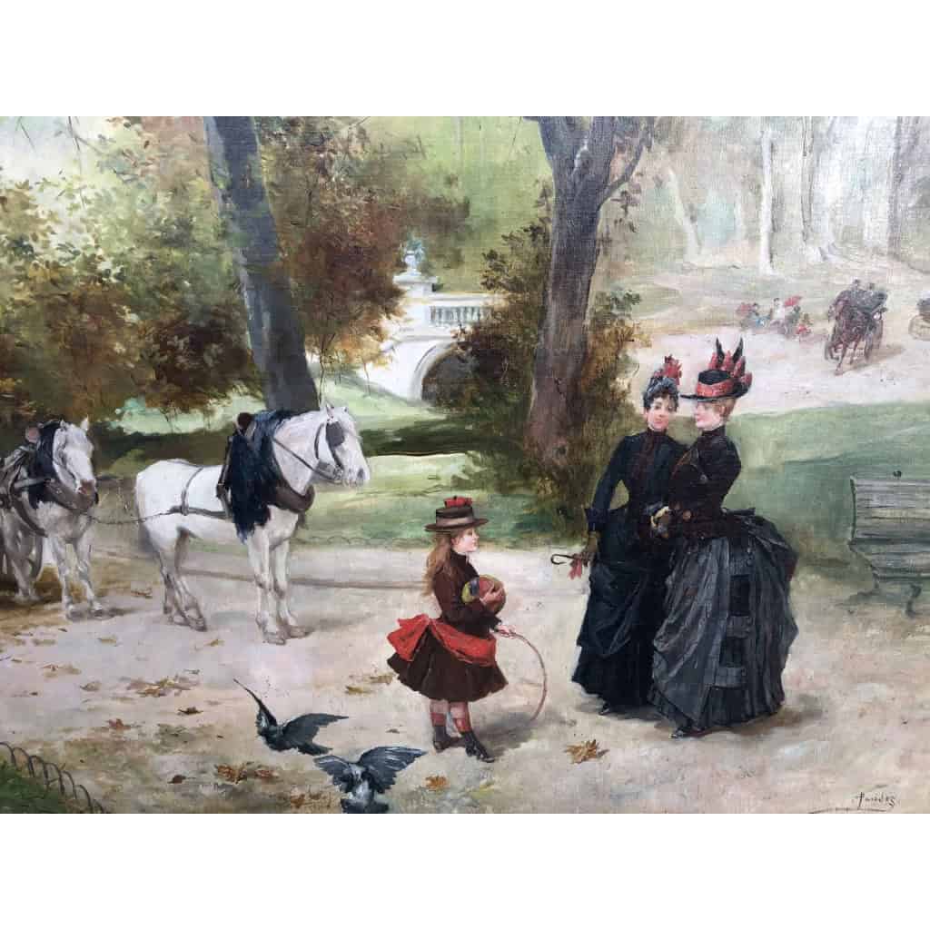 DE PAREDES Vincent Animation au jardin des Tuileries Huile sur toile signée Certificat d’authenticité | Biron DE PAREDES Vincent Animation au jardin des Tuileries Huile sur toile signée