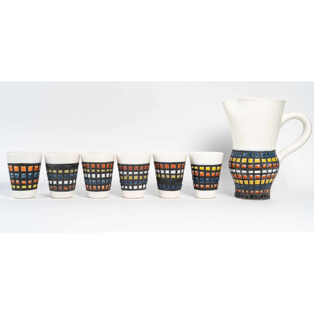 Carafe et verres de Roger Capron, XXème siècle