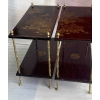 1950′ Paire de Tables Maison Baguès Décor Bambou en Bronze Doré Avec Plateaux Laque de Chine