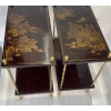 1950′ Paire de Tables Maison Baguès Décor Bambou en Bronze Doré Avec Plateaux Laque de Chine