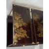 1950′ Paire de Tables Maison Baguès Décor Bambou en Bronze Doré Avec Plateaux Laque de Chine