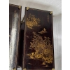 1950′ Paire de Tables Maison Baguès Décor Bambou en Bronze Doré Avec Plateaux Laque de Chine