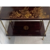 1950′ Paire de Tables Maison Baguès Décor Bambou en Bronze Doré Avec Plateaux Laque de Chine
